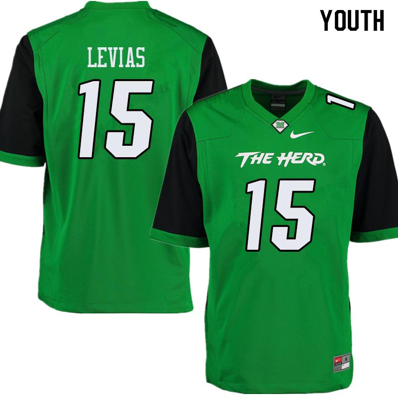 Youth #15 Armani Levias Marshall Thundering Herd College Football Jerseys Sale-Green - Click Image to Close